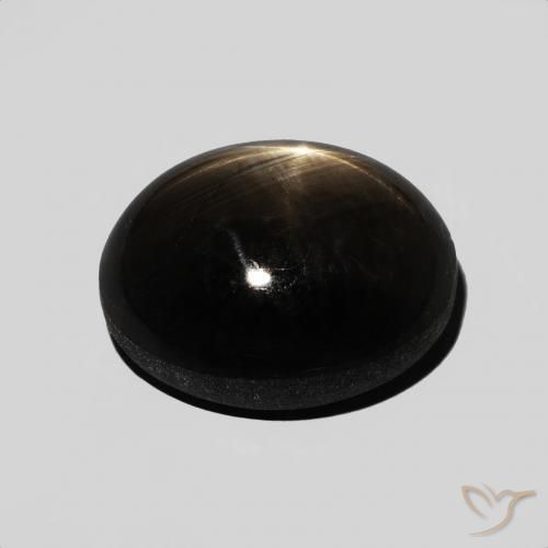 Star Sapphire Gemstone in 11.7 x 9.4 mm Size for Sale, Star Sapphire Stone in Black Color