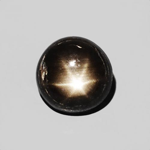 Zafiro Estrella Negro Circular de 5mm de Tailandia, peso de 0.72 ct, piedra preciosa natural Caliente en Opaco Clarity, Zafiro Estrella Cabujón Redondo de 1 pieza - Color: Negro, dureza Mohs de 9 Adecuado para joyas de uso diario, Photo A