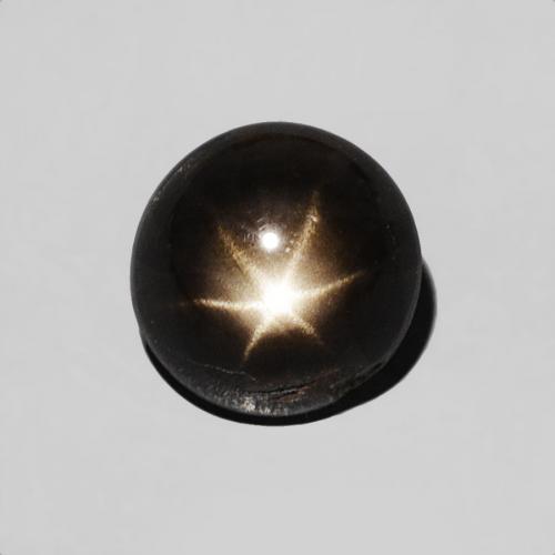 Saphir Étoilé Noire round cabochon 0,86 ct de la Thaïlande, dimension 5,2mm, pierre gemme naturelle Chauffé, pureté Opaque , 1 pièce Saphir Étoilé de couleur Noire, dureté Mohs de 9 convient aux bijoux de tous les jours, pierre de sagesse, Photo A