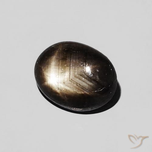 1.29 ct Black Star Sapphire Stone, Natural Star Sapphire in Oval Cabochon Shape for Sale