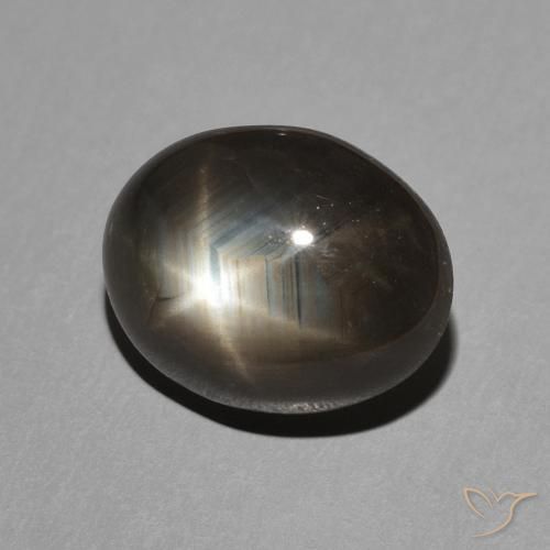 3.55 ct Black Star Sapphire Stone, Natural Star Sapphire in Oval Cabochon Shape for Sale