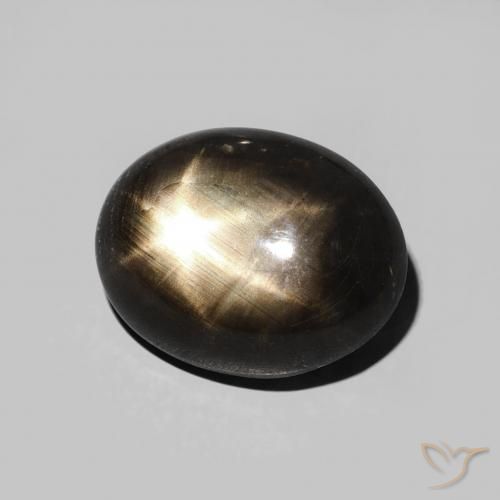 5.70 ct Black Star Sapphire Stone, Natural Star Sapphire in Oval Cabochon Shape for Sale