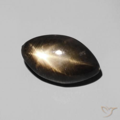 3.28 ct Black Star Sapphire Stone, Natural Star Sapphire in Marquise Cabochon Shape for Sale