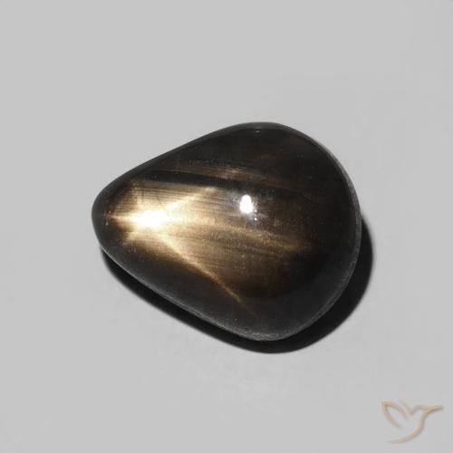 3.86 ct Black Star Sapphire Stone, Natural Star Sapphire in Pear Cabochon Shape for Sale