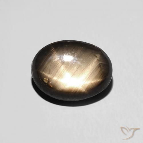 9,1 x 6,8mm ovaler schwarzer Sternsaphir aus Thailand, Gewicht von 3,03 ct, natürlicher Edelstein in Opaque Reinheit, 1 Stück ovaler Sternsaphir - Farbe: Schwarz, Mohs-Härte von 9 Geeignet für den täglichen Gebrauch im Schmuck, Photo A