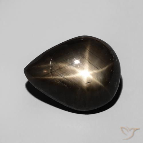 4,69ct Cabochon pera nero Zaffiro stellato dalla Thailandia, Dimension 11,3 x 8,8mm, Natural Riscaldato Gemstone, Opaque Clarity, 1 piece Zaffiro stellato in Nero Color, Mohs Hardness of 9 adatto per gioielli da indossare ogni giorno, Photo A