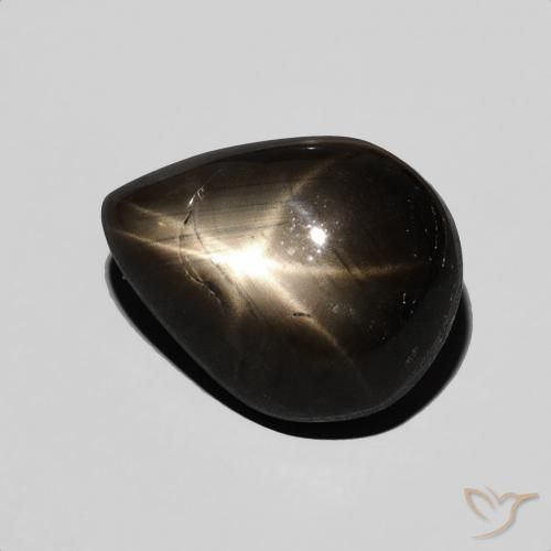 4.69 ct Black Star Sapphire Stone, Natural Star Sapphire in Pear Cabochon Shape for Sale