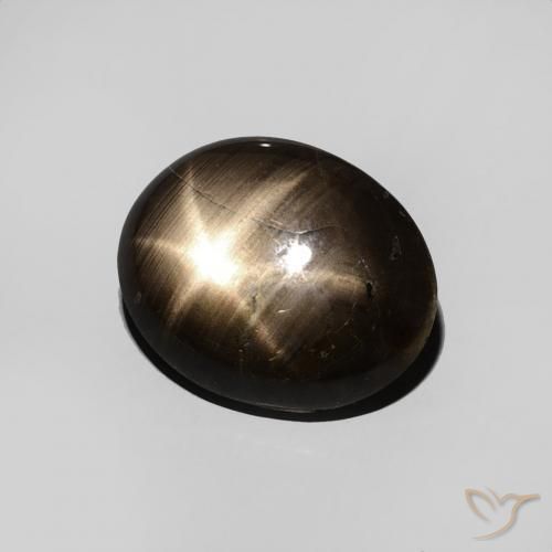3.44 ct Black Star Sapphire Stone, Natural Star Sapphire in Oval Cabochon Shape for Sale
