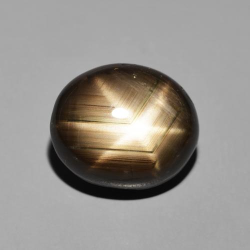 13,8 x 11,6mm ovaler schwarzer Sternsaphir aus Thailand, Gewicht von 13,52 ct, natürlicher Edelstein in Opaque Reinheit, 1 Stück ovaler Sternsaphir - Farbe: Schwarz, Mohs-Härte von 9 Geeignet für den täglichen Gebrauch im Schmuck, Photo A