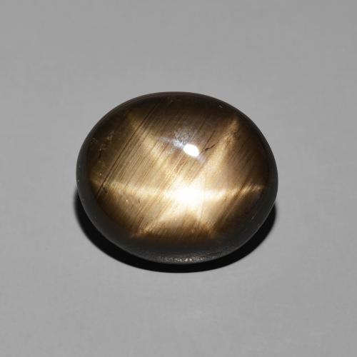 Saphir Étoilé Noire Ovale 13,2 x 11,2mm de la Thaïlande, poids de 10,08 ct, pierre gemme naturelle Chauffé de pureté Opaque , 1 pièce Saphir Étoilé oval cabochon, couleur : Noire, dureté de Mohs de 9 convient aux bijoux de tous les jours, pierre de sagesse, Photo A