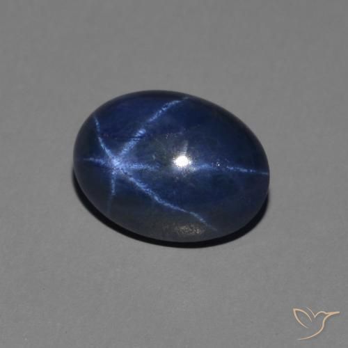 1.63 ct Blue Star Sapphire Stone, Natural Star Sapphire in Oval Cabochon Shape for Sale