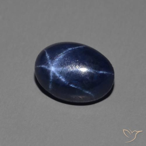 1.46 ct Blue Star Sapphire Stone, Natural Star Sapphire in Oval Cabochon Shape for Sale