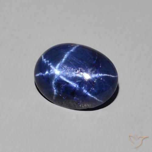 1.63 ct Blue Star Sapphire Stone, Natural Star Sapphire in Oval Cabochon Shape for Sale