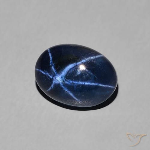 1.57 ct Blue Star Sapphire Stone, Natural Star Sapphire in Oval Cabochon Shape for Sale