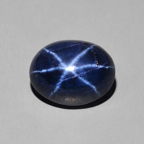Saphir Étoilé Bleu oval cabochon 8,9 x 6,9mm de la Thaïlande, poids de 2,82 ct, pierre gemme naturelle Diffusé de pureté Opaque , 1 pièce Saphir Étoilé, couleur : Bleu marine, dureté de Mohs de 9 convient aux bijoux de tous les jours, pierre de sagesse, Photo A