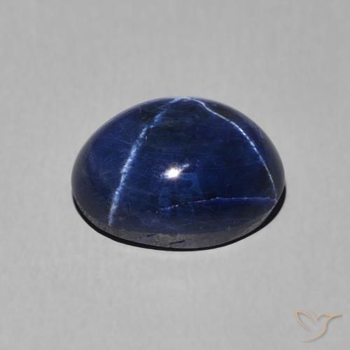 Star Sapphire Gemstone in 9 x 7 mm (calibrated) Size for Sale, Star Sapphire Stone in Navy Blue Color