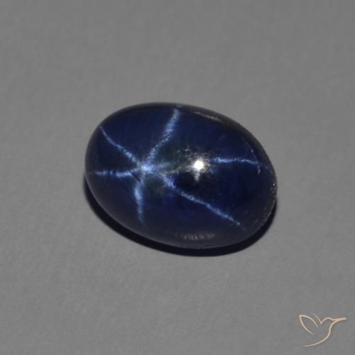 1.76 ct Blue Star Sapphire Stone, Natural Star Sapphire in Oval Cabochon Shape for Sale