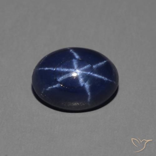 Saphir Étoilé Bleu oval cabochon de la Thaïlande, 7,1 x 5,2mm, poids de 1,52 ct, pierre gemme naturelle Diffusé de pureté Opaque , 1 pièce Saphir Étoilé, couleur Bleu foncé, dureté Mohs de 9 convient aux bijoux de tous les jours, pierre de sagesse, Photo A