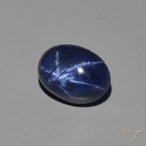 1.47 ct Blue Star Sapphire Stone, Natural Star Sapphire in Oval Cabochon Shape for Sale