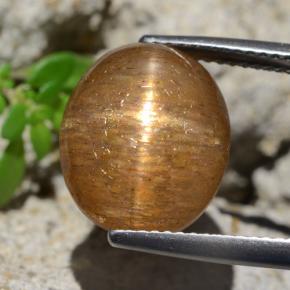 8.35 ct Brown Star Sunstone Gemstone, Star Sunstone Gem in Oval Cabochon Shape for Sale.