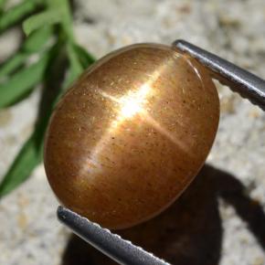 6.67 ct Brown Star Sunstone Stone, Natural Star Sunstone in Oval Cabochon Shape for Sale