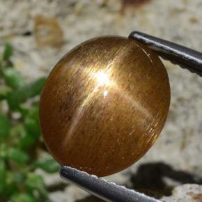 4.93 ct Brown Star Sunstone Stone, Natural Star Sunstone in Oval Cabochon Shape for Sale