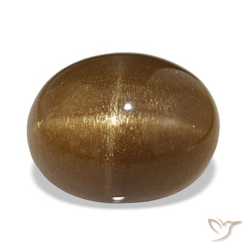 15.77 ct Brown Star Sunstone Gemstone, Star Sunstone Gem in Oval Cabochon Shape for Sale.
