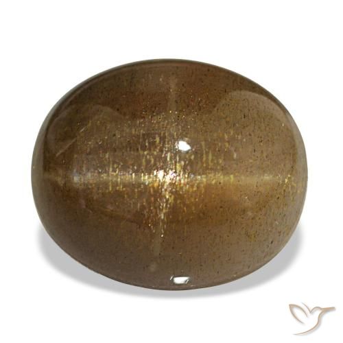 14.24 ct Brown Star Sunstone Gemstone, Star Sunstone Gem in Oval Cabochon Shape for Sale.