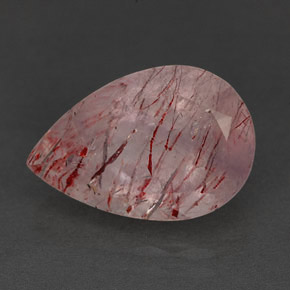 5.74 ct Pink Strawberry Quartz Gemstone, Strawberry Quartz Gem in Pear Facet Shape for Sale.