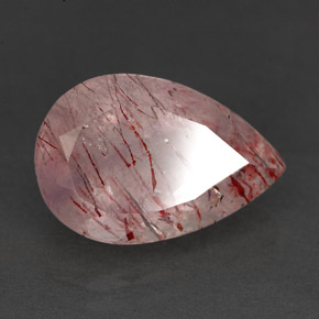 5.74 ct Pink Strawberry Quartz Stone, Natural Strawberry Quartz in Pear Facet Shape for Sale