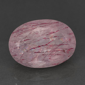 6.57 ct Pink Strawberry Quartz Gemstone, Strawberry Quartz Gem in Oval Facet Shape for Sale.
