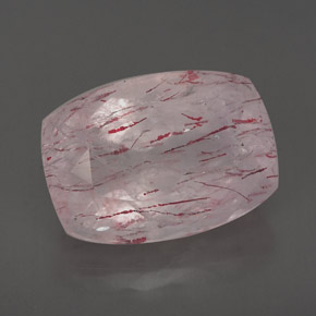 6.89 ct Pink Strawberry Quartz Gemstone, Strawberry Quartz Gem in Cushion-Cut Shape for Sale.