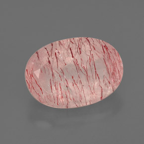 6.33 ct Pink Strawberry Quartz Stone, Natural Strawberry Quartz in Oval Facet Shape for Sale