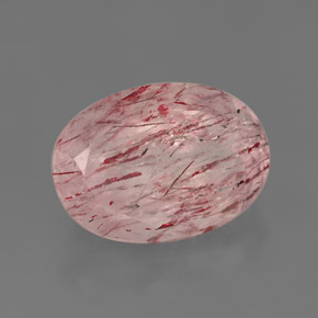 6.54 ct Pink Strawberry Quartz Gemstone, Strawberry Quartz Gem in Oval Facet Shape for Sale.