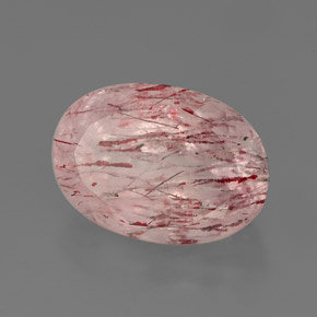 6.54 ct Pink Strawberry Quartz Stone, Natural Strawberry Quartz in Oval Facet Shape for Sale