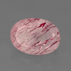 6.74 ct Pink Strawberry Quartz Gemstone, Strawberry Quartz Gem in Oval Facet Shape for Sale.