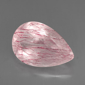 5.48 ct Pink Strawberry Quartz Gemstone, Strawberry Quartz Gem in Pear Facet Shape for Sale.