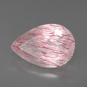 5.48 ct Pink Strawberry Quartz Stone, Natural Strawberry Quartz in Pear Facet Shape for Sale
