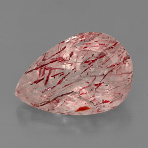 5.21 ct Pink Strawberry Quartz Gemstone, Strawberry Quartz Gem in Pear Facet Shape for Sale.
