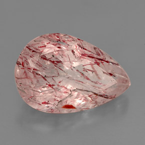 5.21 ct Pink Strawberry Quartz Stone, Natural Strawberry Quartz in Pear Facet Shape for Sale
