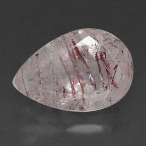 5.70 ct Pink Strawberry Quartz Gemstone, Strawberry Quartz Gem in Pear Facet Shape for Sale.