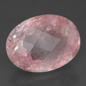 10.60 ct Pink Strawberry Quartz Stone, Natural Strawberry Quartz in Oval Checkerboard Shape for Sale
