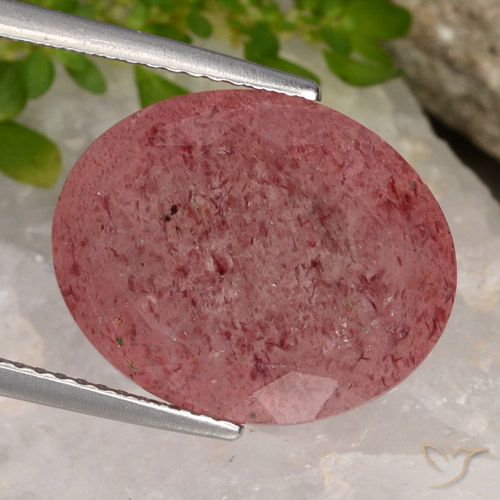 12.29 ct Oval Cut Strawberry Quartz, 16.3 x 13.2 mm From Russia, Photo A