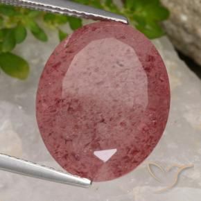 12.29 ct Red Strawberry Quartz Stone, Natural Strawberry Quartz in Oval Facet Shape for Sale