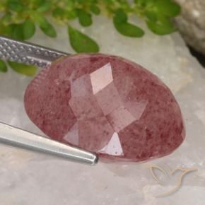 Strawberry Quartz Gemstone in 16.3 x 13.2 mm Size for Sale, Strawberry Quartz Stone in Purplish Cherry Red Color