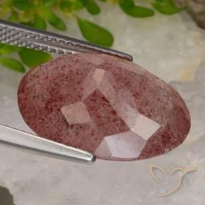 Strawberry Quartz Gemstone in 17.1 x 12.7 mm Size for Sale, Strawberry Quartz Stone in Medium-Dark Red Color
