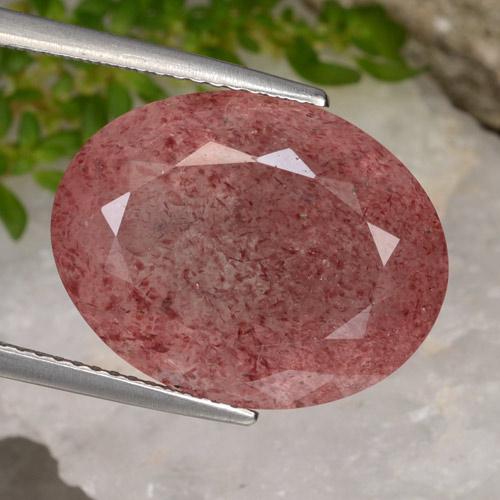 Deep Red Strawberry Quartz Gem - 15.2ct Oval Facet (ID: 471619)