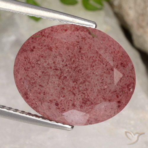 12.80ct Natural Medium Red Strawberry Quartz, Oval, Translucent