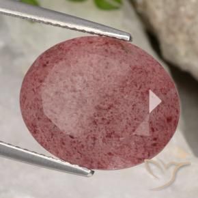 12.80 ct Red Strawberry Quartz Stone, Natural Strawberry Quartz in Oval Facet Shape for Sale