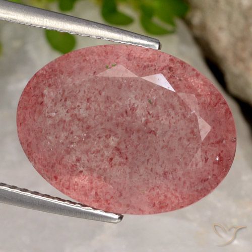 9.11 ct Oval Cut Strawberry Quartz, 16.6 x 12.6 mm From Russia, Photo A